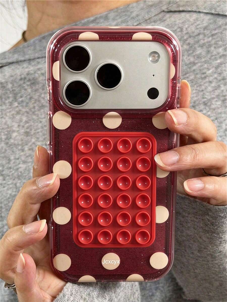 時尚可愛波點圖案糖果色吸盤支架手機殼，適用於 iPhone 18 Pro Max 18 Pro 17 Pro Max 17 Pro 17 16 Pro Max 16 Pro 16 15 Pro Max 15 Pro 14 Pro Max 14 Pro 13 12 11，閃亮亮片透明軟殼防摔保護套