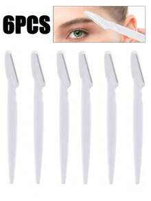50/24/12/6pcs Clear Jar Packed Facial Dermaplaning Razors For Women, Sharp Stainless Steel Blade Eyebrow Trimmer With Protective Cap, Disposable Portable Face Hair Remover For Eyebrow Shaping, Peach Fuzz Removal & Skin Exfoliation - White - View 6
