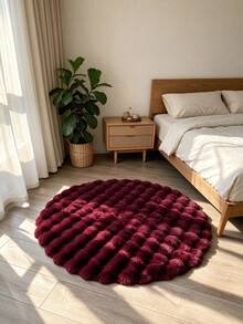 1pc Burgundy Round 3D Fluffy Bubble Rug, Christmas Decoration Mat, New Year Festive Decor, Suitable For Bedroom Living Room, Luxury Soft Plush Round Carpet, Bedroom Living Room Home Decor, Bedroom Carpet, Rug, Area Rug, Mat, Home Decor, New Year Decor, Winter Decor, Room Decor, Washable Carpet, Floor Decor - Multicolor - View 3
