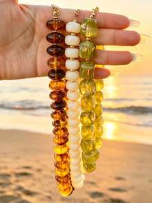 1pc Vintage Elegant Bohemian Exaggerated Women's Casual Beaded Necklace, Suitable For Daily Wear, Vacation, Date, Party, Gathering, Holiday, Gift For Girlfriend And Mother, All-Season Versatile - Multicolor - View 3