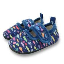 Boys' Indoor Slippers, Children's Home Slippers, Autumn/Winter Thermal Lined Warm, Comfortable Lightweight Soft Rubber Sole, Blue Fish Design, Adjustable Hook And Loop - Royal Blue - View 12
