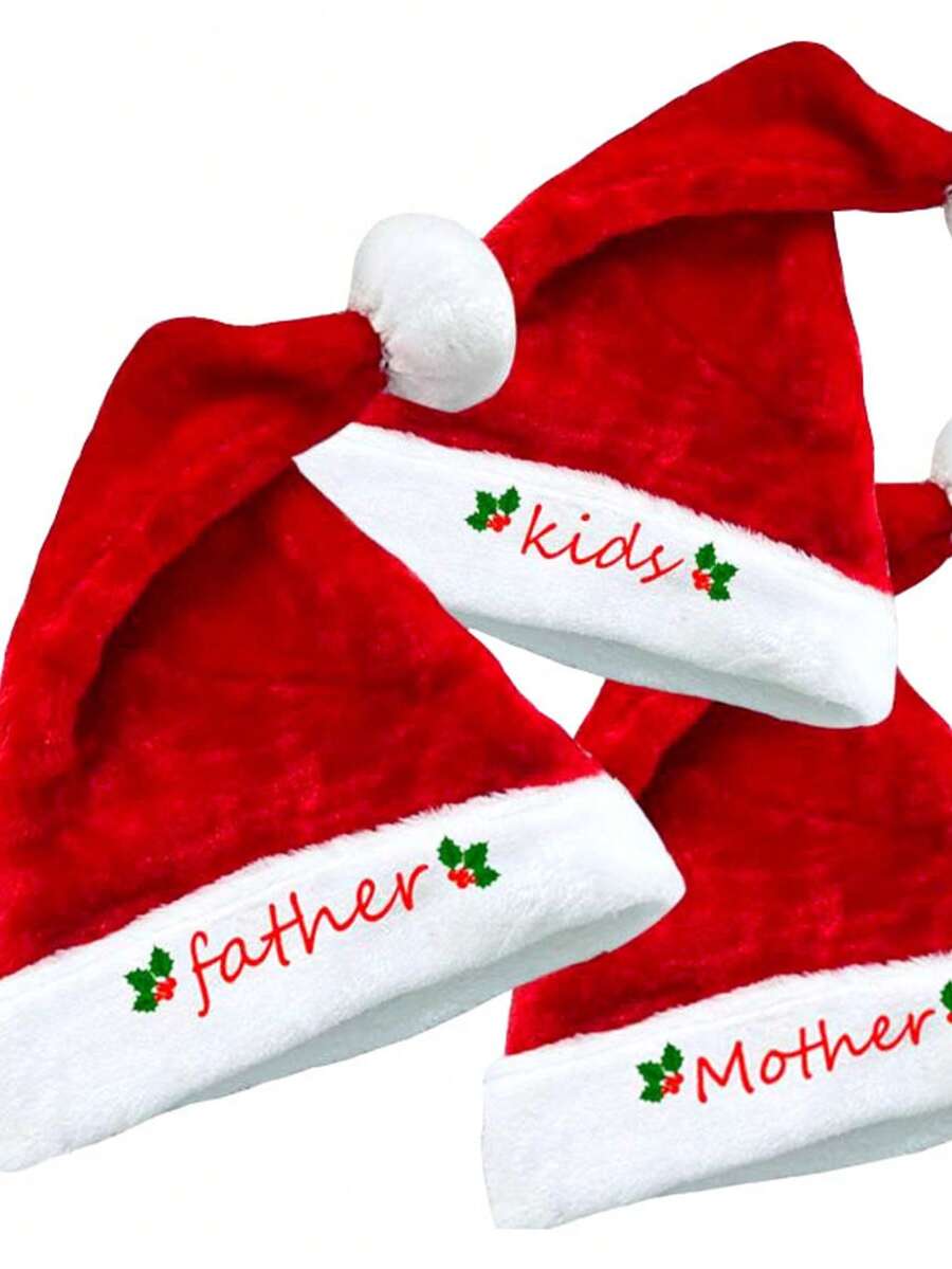 1pc Soft Short Plush Santa Hat, Family Parent-Child Christmas Hat, Holiday Party Photo Costume Christmas Decoration Gift