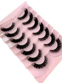 7 Pairs/Pack DD Curl Russian Volume False Eyelashes, Dense Curly Fluffy, Create Cat Eye Look, Slim 8D Dense False Eyelashes, Shape Eye Contour, Extend And Thicken Eye Tail, Create Exquisite Makeup - Black - View 7