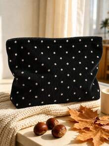 1pc New Black Printed Pattern Makeup Bag | French Printed Travel Organizer Bag | Travel Essentials | Pool Must-Haves | Toiletry Bag | Pool Storage Bag | Mother's Day Gift | Teacher's Day Gift | Suitable For Moms, Teachers, Friends And Nurses | Home Essentials | Graduation Gift | Easy To Clean Design | Portable Makeup Bag - Multicolor - View 1