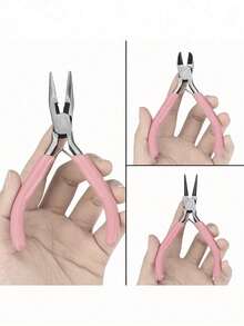 3pcs Jewelry Pliers Tool Set, Includes Needle Nose Pliers, Chain Pliers, Round Nose Pliers And Wire Cutter, Suitable For Jewelry Repair, Wire Weaving, Handmade Crafts, Jewelry Making And More - Light Pink - View 1