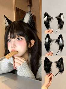 1pc Cat Ear Hairpin 3d Cute Ears Hair Accessory For Ladies' Makeup And Face Washing Hairband For Cosplay Of Anime Characters - Multicolor - View 1