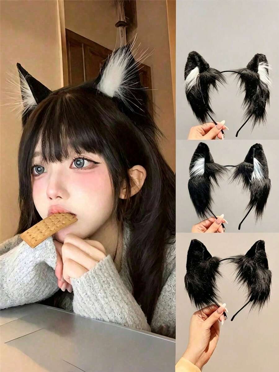 1pc Cat Ear Hairpin 3d Cute Ears Hair Accessory For Ladies' Makeup And Face Washing Hairband For Cosplay Of Anime Characters - Multicolor - View 1