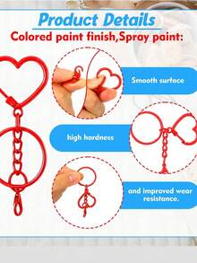 10/30/50pcs Colorful Rotating Lobster Clasp Key Rings Keychain Making Kit, Suitable For Jewelry DIY Handmade, Christmas Gift (Heart Shaped) - Multi-color - View 3