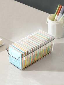 1/3/6pcs Glacier Pattern Transparent Storage Boxes, Sticky Note Storage Box Set, 2 Sizes Available, Desktop Stationery & Cosmetics Organizer, High-Quality PET Material, Open Design For Easy Access, Desk & Vanity Organizer, Student Stationery Storage, Durable & Shatter-Resistant - Clear - View 5