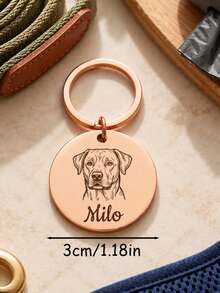 Thẻ tên thú cưng khắc ảnh tùy chỉnh, móc khóa thép không gỉ, quà tặng cho người yêu thú cưng - Nhiều màu - Xem 5