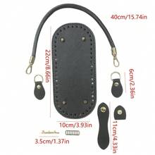 8pcs Set Cross-Grain PU Leather DIY Handmade Handbag Accessories Kit, Includes Handles, Bottom Plate, Buckles, Handmade Tags, For DIY Handbag Modification, Crochet Bag Reinforcement, Old Bag Handle Replacement And Repair - New Model - View 6