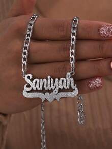 Custom Stainless Steel Double Layer Letter Necklace Heart Pendant Non-Fading Couple Jewelry Gift - Multicolor - View 11