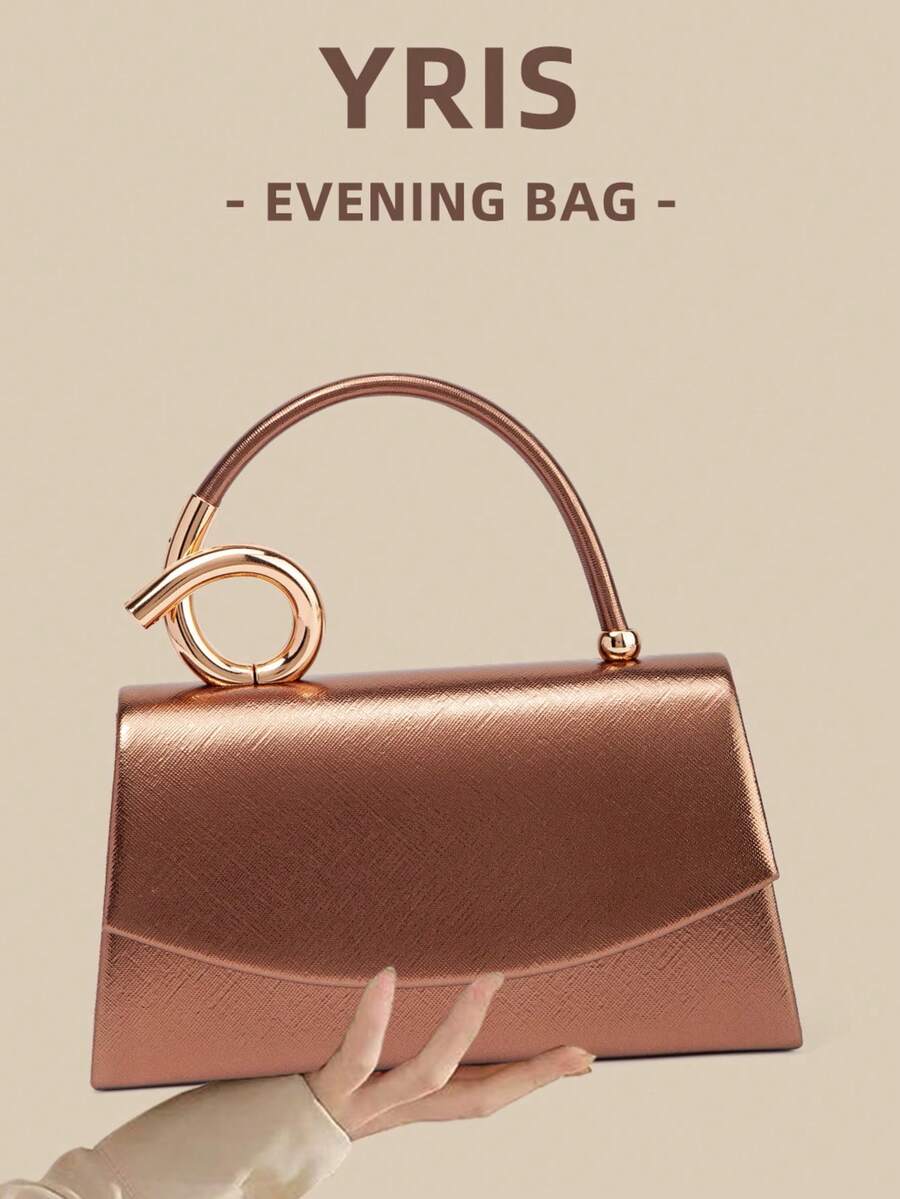 1件棕色棕櫚印花女款晚宴包，高端PU材質信封翻蓋晚宴包，手拿包，適合假期、度假季、夏季、海灘、商務通勤等場合，多功能斜挎包，休閒極簡，海灘、派對、度假必備