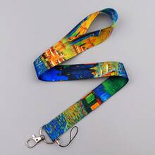 1 Piece Vintage Van Gogh Starry Night Cafe Art Lanyard And ID Badge Holder Set, Cute Aesthetic Card Holder For Student Teacher Worker - Multicolor - View 9