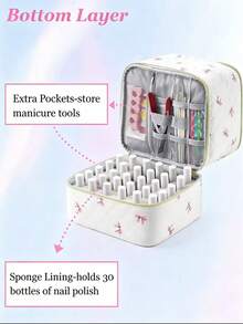 Portable Multi-Compartment Makeup Organizer With Handle, Large Capacity Travel Cosmetic Storage Box, Multi-Functional Toiletry Bag, Can Store Cosmetics/Nail Polish/Jewelry, Desktop Bathroom Vanity Organizer - Multicolor - View 2