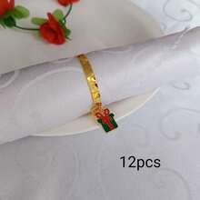 Home Decor Napkin Rings Table Decoration, Suitable For Holidays, Parties, Birthdays, Weddings, Dinners, Gatherings And Other Daily Creative Decor, Multiple Styles And Elements, Christmas Napkin Rings Metal Embossed Hammered Texture Ring Buckle, 4pcs/12pcs/102pcs Optional. - Multicolor - View 20
