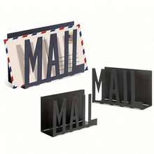 1pc Modern Aesthetic Black Metal Hollow Mail Letter Organizer, Desktop Letter Sorting Folder, Office Envelope Document Storage Minimalist Decorative Gift - View 6