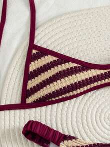 Ladies' Sexy Special Striped Fabric Slim Shoulder Bikini 2 Pieces Set Suitable For Island Vacation Swimming - Multicolor - View 4
