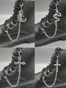 1PC Gothic Cross Shoe Decorative Chain Sneaker Boot Charms DIY Pendant Accessories Scorpion Snake Shoe Buckles Detachable Shoelace Clips Decorations - Multicolor - View 10