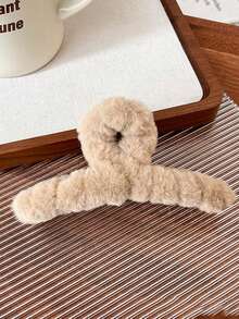 3件組 秋冬奶咖色 12cm 毛絨髮夾 - 彩色 - 查看 4