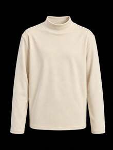 Tween Boy 3 Pieces Set Half-Neck Thickened Fleece Long Sleeve T-Shirts, Suitable For Autumn/Winter Base Layer, Warm And Comfortable Tops For Cold Winter - Multicolor - View 2