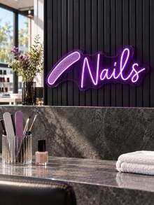 1PC Custom Nail Tech Neon Light, Personalized LED Wall Sign With Nail File Design, Purple Light Up Manicure Decor For Beauty Studio, Nail Room, Salon Station, Spa Corner, Vanity Area, Business Wall Decor & Gift - Multi-color 5 - View 3