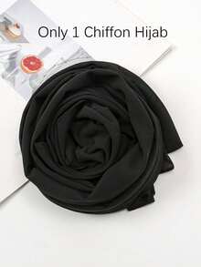 2PCS Women's Solid Color Chiffon Hijab With Matching Tube Cap Set, Comfortable Breathable Chiffon Headscarf And Premium Jersey Inner Cap, Muslim Daily Wear, Suitable For Work, Commute, Outings, Gatherings, Evening Parties, Prayer, All-Season Wear - 1#Black - View 9