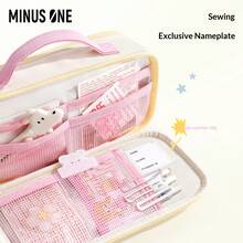 1pc Pastel Color Block Handheld Pencil Case, Large Capacity 10-Layer Multi Compartment Stationery Bag, Waterproof Stain Resistant PVC Pen Pouch With Magnetic Flip Cover, Portable School Storage Bag For Students Back To School Supplies - Dopamine-style Large Capacity Aesthetic Pencil Case - View 3