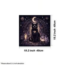 1pc Black Cat Tarot Cloth, Moon Star Pentagram Altar Cloth, Witchy Divination Tablecloth, Soft Fabric Tarot Card Mat For Tarot Reading, Wiccan Spiritual Ritual Decor - Black - View 7