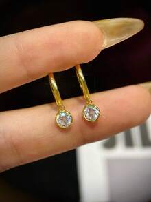 ESBERRY 1 Pair Fashionable Cubic Zirconia Teardrop Earrings, Exquisite Women's Jewelry, Suitable For Daily Wear - Earrings - View 8