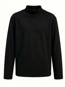 Tween Boy 3 Pieces Set Half-Neck Thickened Fleece Long Sleeve T-Shirts, Suitable For Autumn/Winter Base Layer, Warm And Comfortable Tops For Cold Winter - Multicolor - View 3