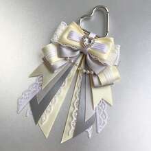 1pc Satin Polka Dot Bow Heart Buckle Bag Charm, Lace Long Ribbon Angel Wings Cross, Anime Idol Support Live Concert Anime Convention Mass-Produced Lolita Ita Bag Badge Holder Portable Collection Accessory, Landmine Style Sweet Girl Accessory - A - View 13