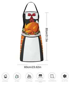 Set Celemek Dapur Thanksgiving 2 Pcs/1 pcs, Celemek Masak Wanita dengan Motif Ayam Kalkun Panggang & Lucu yang Dapat Diatur, Celemek Memanggang untuk Liburan Panen Musim Gugur, Hadiah untuk Tuan Rumah Pesta Makan Malam Thanksgiving - MultiWarna - View 3