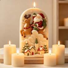 1pc 3D Santa Claus & Reindeer Silicone Mold, Christmas Village Embossed Candle Mold, Suitable For DIY Handmade Soap, Plaster, Resin Casting, Christmas Home Decor & Gift Making - Multiple Styles - View 3