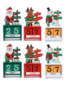 6pcs Santa Claus Christmas Tree Wooden Calendar Desktop Decor Ornaments, Birthday Gift, Graduation Gift - Multicolor - View 12