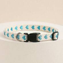 Sky Blue Heart Print Soft Pet Collar, Cute Pet Neck Collar, Cat & Dog Accessory, Suitable For Easter, Daily & Holiday Use, For Cats & Small Dogs Indoor/Outdoor, Not Suitable For Large Dogs - Sky Blue - View 10