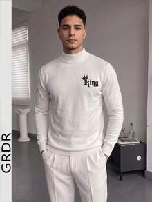 GRDR Men's Fashion Long Sleeve Sweater - Versatile Casual Knitwear - White - View 4