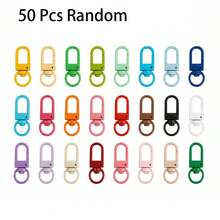 20/50/100/300pcs Random Bright Color Spring Snap Hooks With Swivel Ring, Y2K Style Metal Clasps, DIY Keychain Bag Jewelry Making Accessories - one-size - View 11