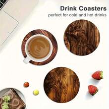 8-Piece Elegant Wooden Coaster Set - Heat Resistant & Non-Slip, Round Plates, Suitable For Cups & Drinks - Perfect Gift For Christmas And Thanksgiving | Essential Wood Grain Decor - View 3