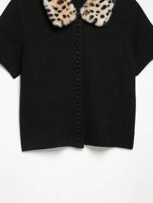 Áo cardigan len nữ DEEKA thu đông mới, phong cách thời trang châu Âu Mỹ tối giản, đa năng, có cổ lông giả tháo rời được - màu đen - Xem 10