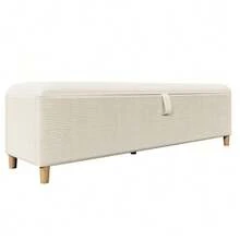 Storage Bed Bench, 175 X 38 Cm, Upholstered Bench With Hydraulic Storage, Storage Box, Suitable For Bedroom, Living Room And Hallway, Beige Corduroy Look. - Beige - View 4