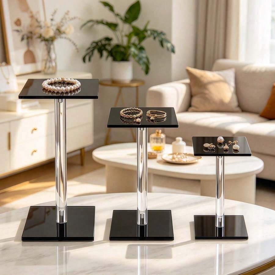 Square Acrylic Jewelry Display Stand, High-End Minimalist Jewelry Display Stand, Jewelry Storage Box, Jewelry Organizer, Jewelry Display Rack, - Multicolor - View 1