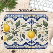1pc Mediterranean Lemon Tile Aesthetic Desk Mat, Floral Mosaic Print Large Mouse Pad For Dorm & Vanity Table Decor - View 10