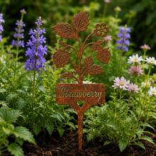 Acrylic Vintage Plant Labels, Strawberry And Tomato Patterns, Distressed And Antique Appearance, Suitable For Garden, Yard And Potted Plant Decoration, Also Used For Identifying Plant Species - Rusty Strawberry Garden Stake - View 11