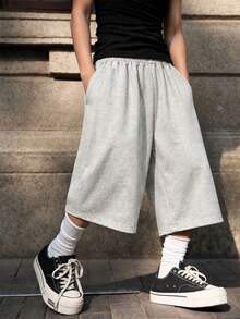 1pc Boys' Summer Fashion Versatile Casual Commute Comfortable Loose Capri Pants - Light Grey - View 8