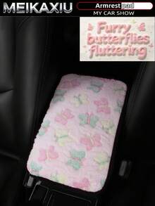 MEIKAXIU Beautiful Butterfly Comfortable Plush Car Armrest Pad, Car Center Console Pad, Car Decoration Accessories For Women - Plush Butterfly Style - View 4