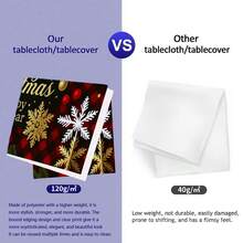 1pc Rectangular Christmas Theme Printed Tablecloth, Suitable For Indoor/Outdoor Dining, Party, Buffet, Wedding, Woven Polyester Tablecloth - Multicolor - View 10