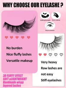 7 Pairs Black False Eyelashes, Lightweight Cat Eye Style, Voluminous Flared Strip Lashes, Reusable, Suitable For Glamorous Eye Makeup, Daily Wear, Dates, Parties, Christmas And Holiday Looks - Black - View 6