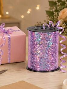 1roll 250 Yard Holographic Silver Curling Ribbon, Iridescent Shiny Metallic Balloon String Ribbon Roll For Gift Wrapping, Birthday Wedding Christmas Holiday Party Floral Crafts Decoration - Multicolor - View 6