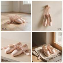 Women's Light Pink Satin Ballet Pointe Shoes With Wrap-Around Ribbon, Flat Dance Shoes With Rubber Sole For Indoor And Outdoor Sports, Toe Protection, Professional Ballroom Dance Shoes For Performance And Recital, Comfortable And Lightweight - Pink - View 4
